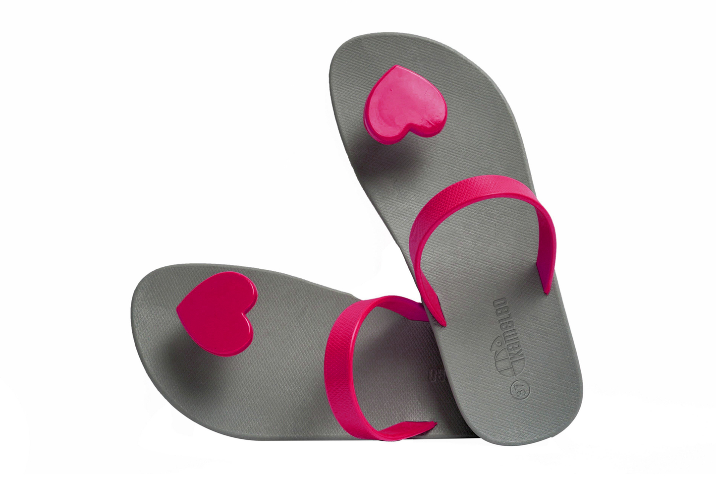 Poppi Heart Grey Sole Pink Strap