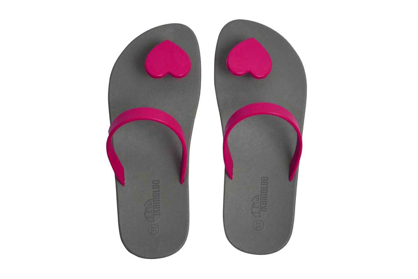 Poppi Heart Grey Sole Pink Strap