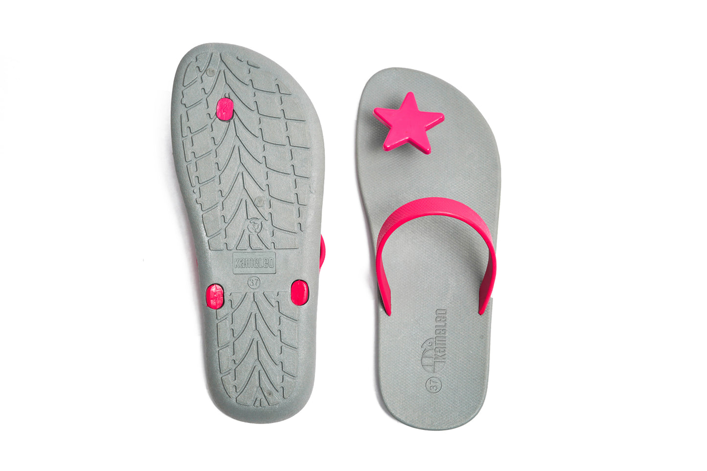 Poppi Star Grey Sole Pink Strap