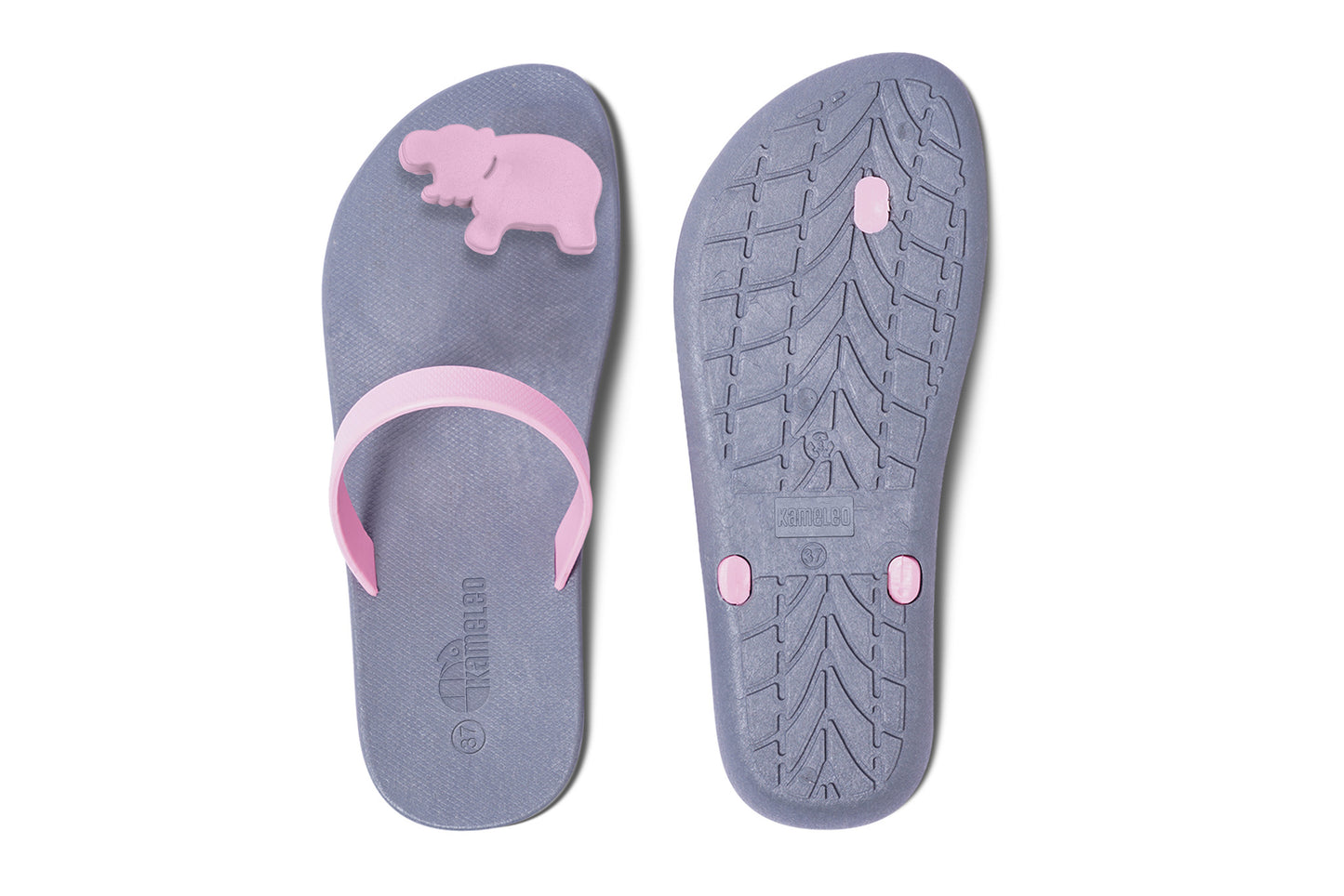 Poppi Hippo Grey Sole LightPink Strap