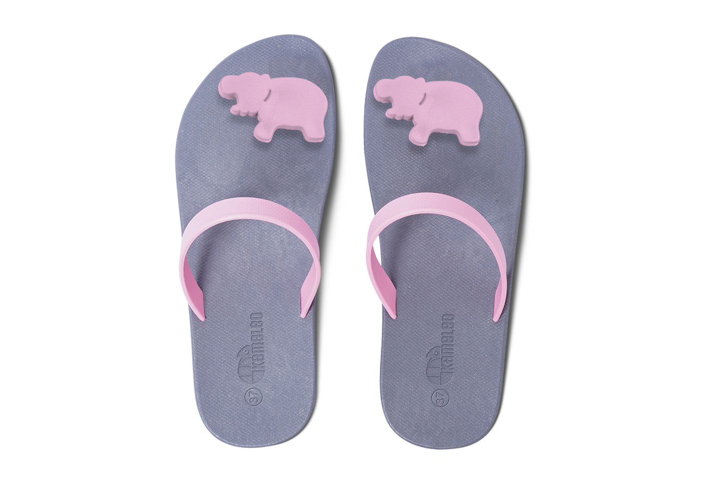Poppi Hippo Grey Sole LightPink Strap