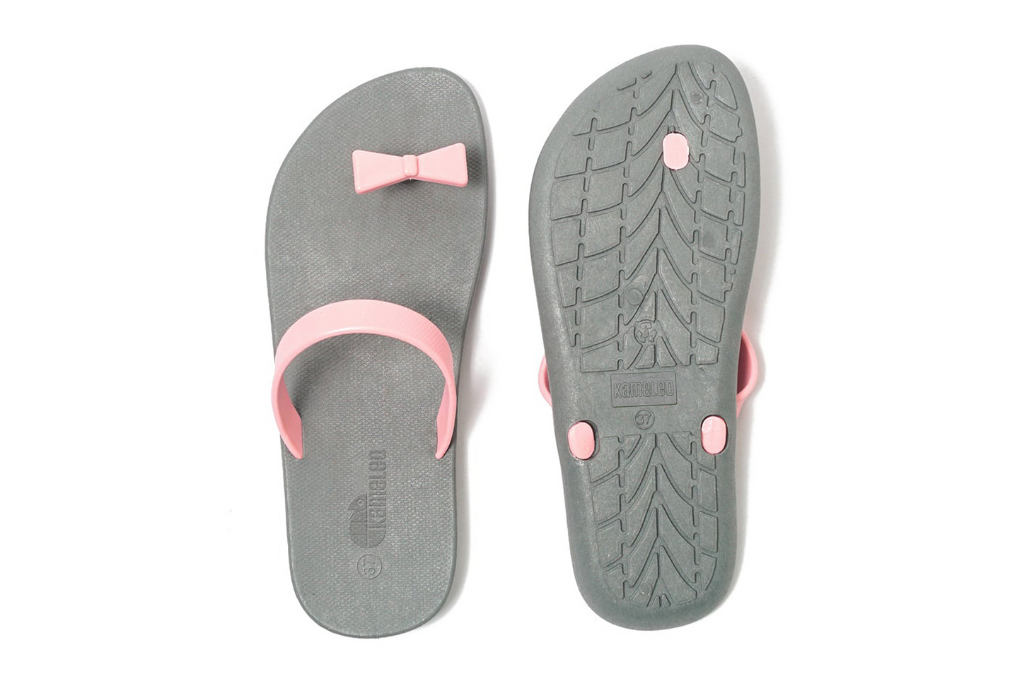 Poppi Bow Grey Sole LightPink Strap