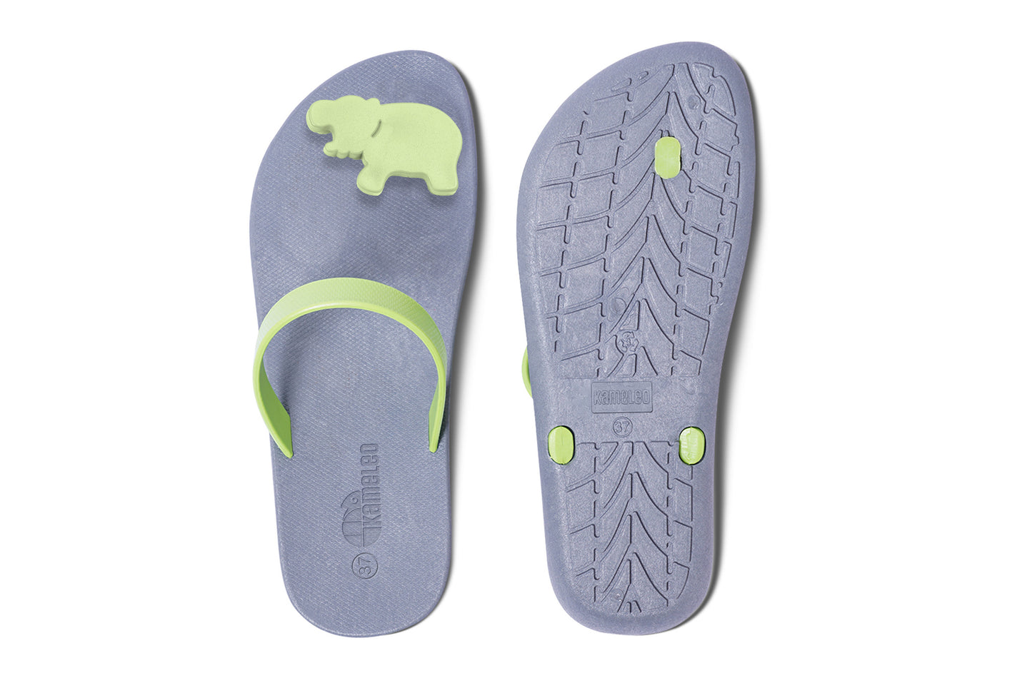 Poppi Hippo Grey Sole Lime Strap