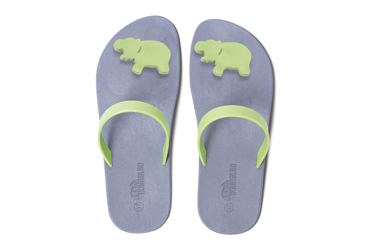 Poppi Hippo Grey Sole Lime Strap