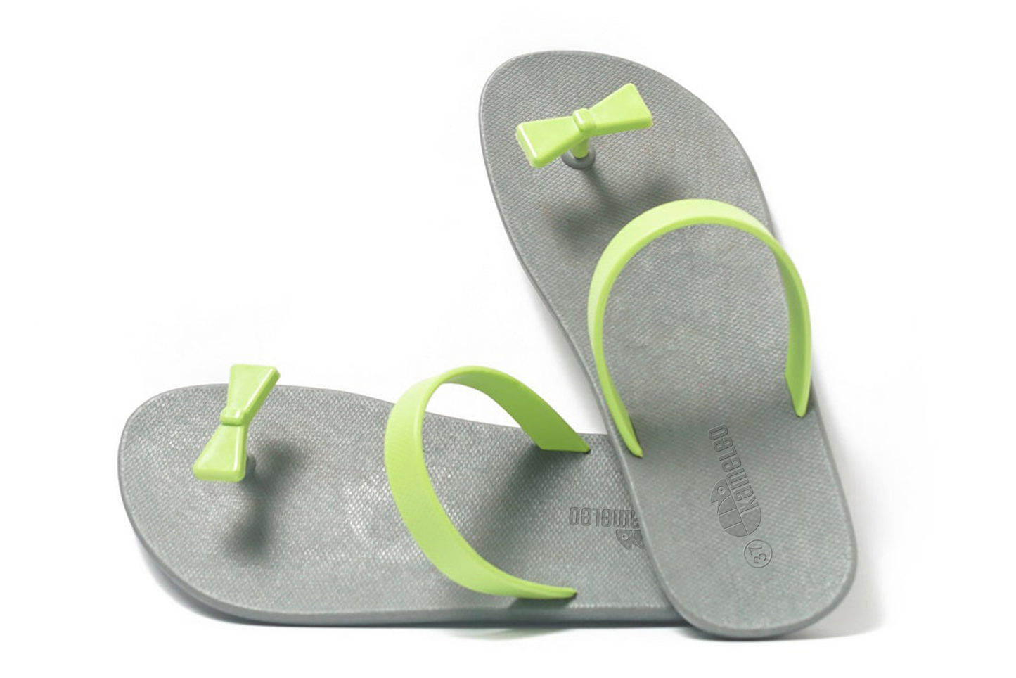Poppi Bow Grey Sole Lime Strap