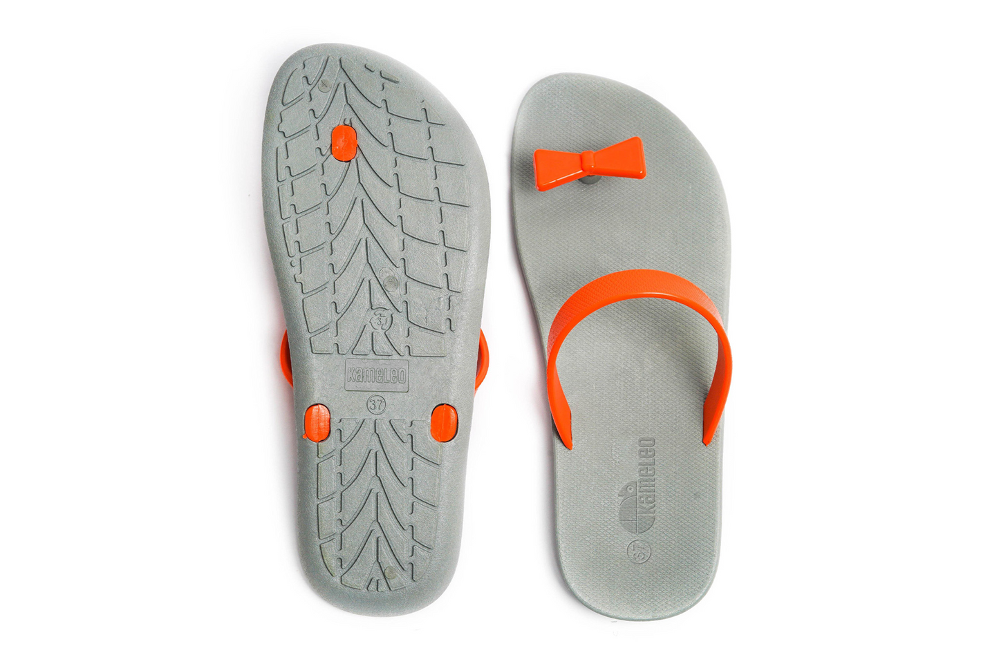 Poppi Bow Grey Sole Orange Strap