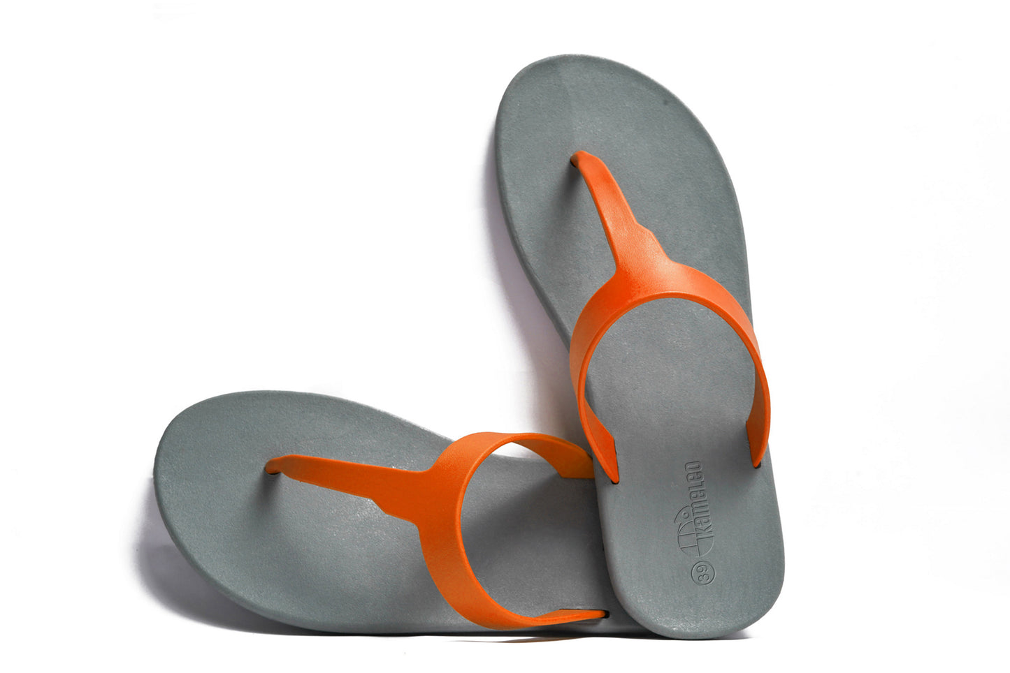 Thongs Grey Sole Orange Strap