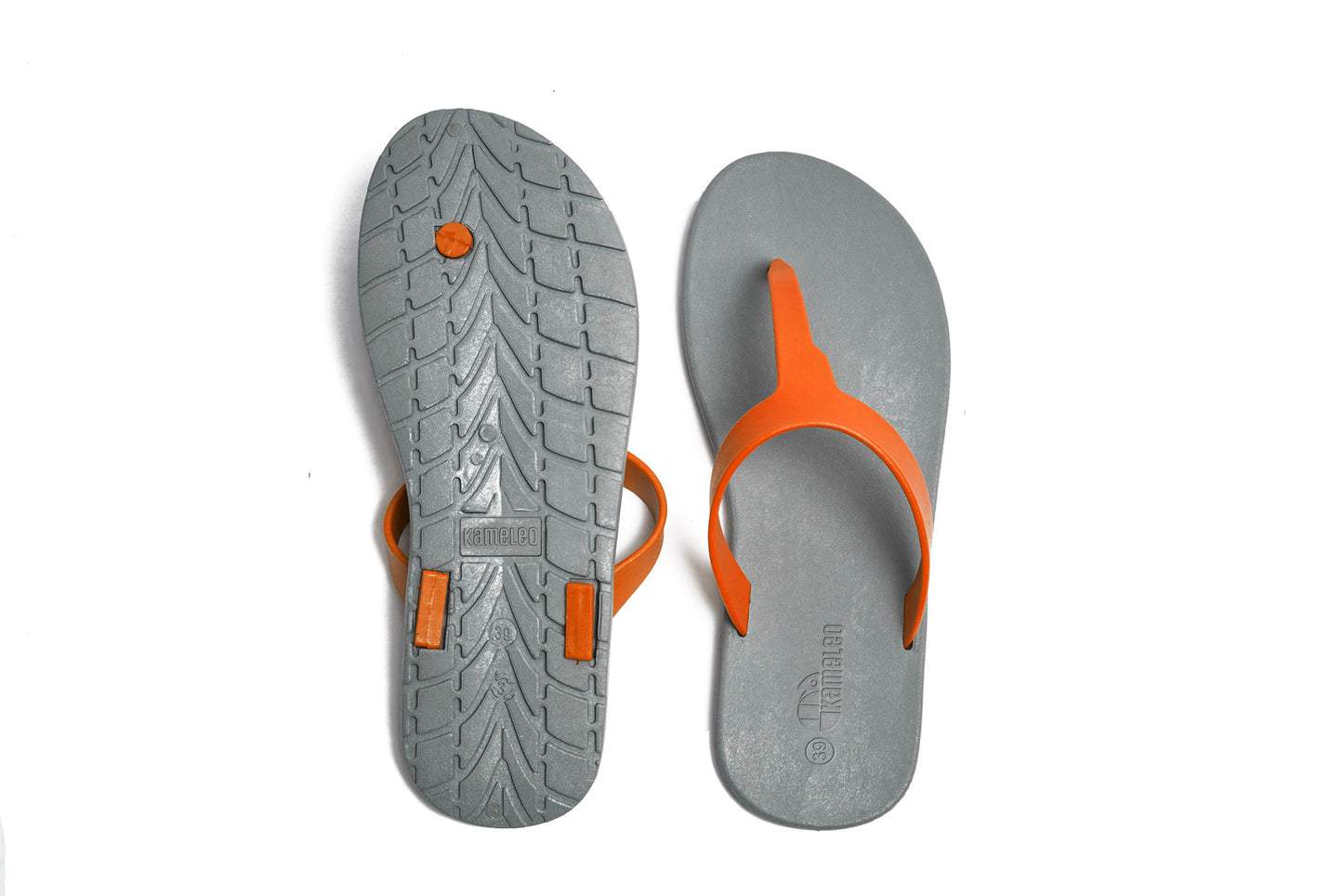 Thongs Grey Sole Orange Strap