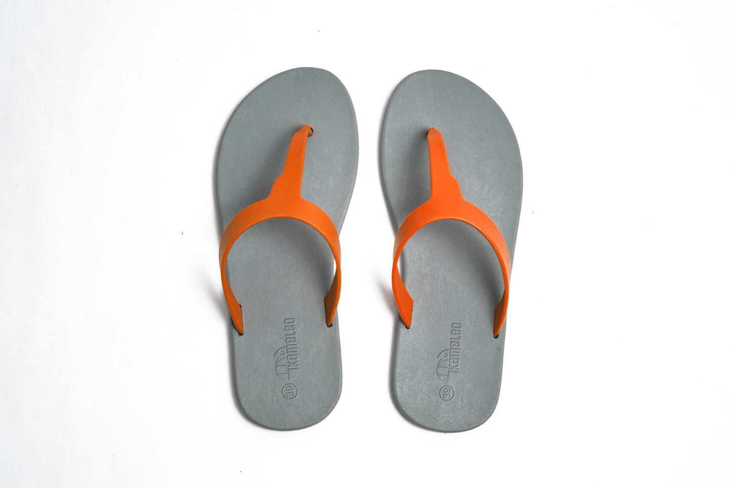 Thongs Grey Sole Orange Strap