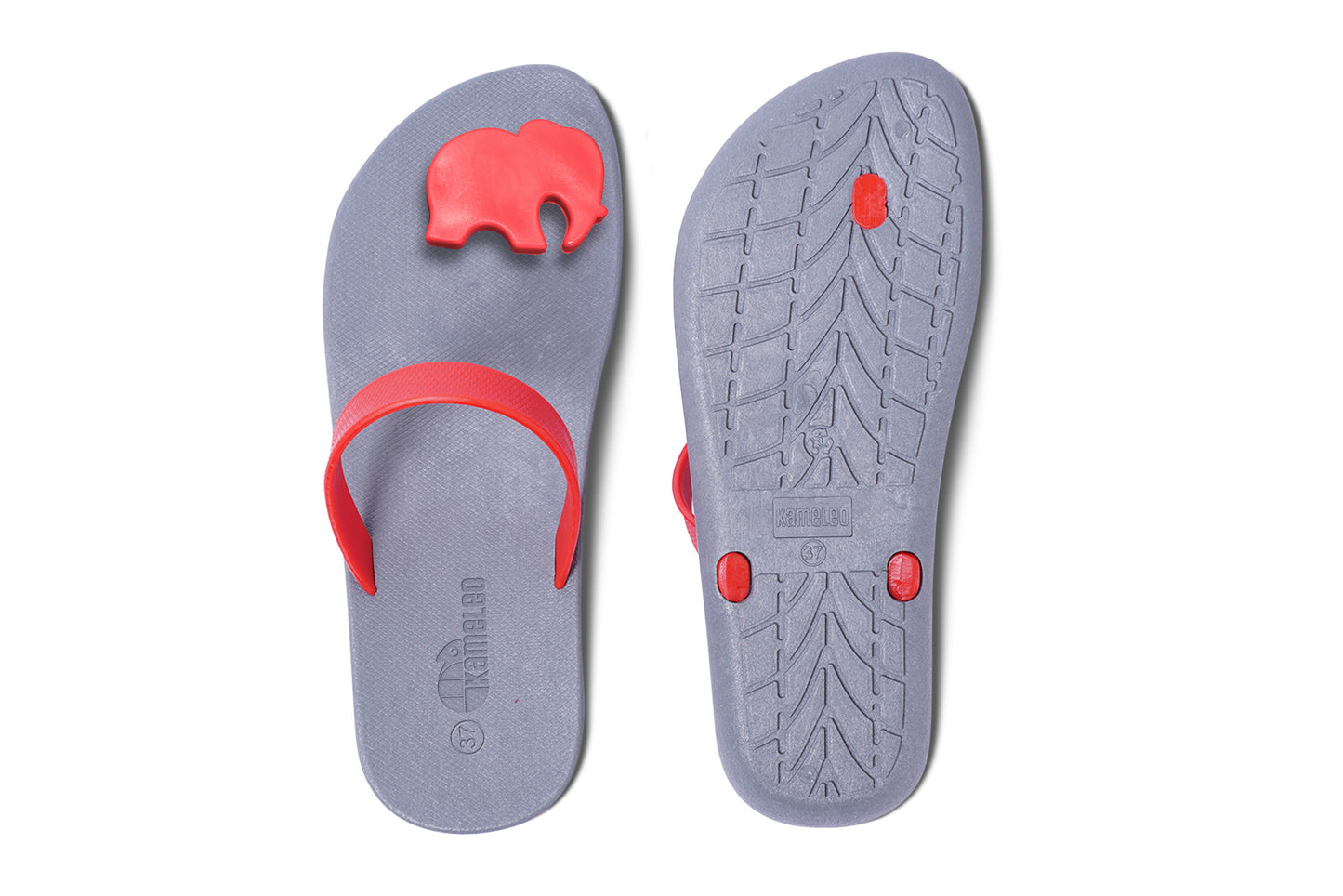 Poppi Ellie Grey Sole Red Strap