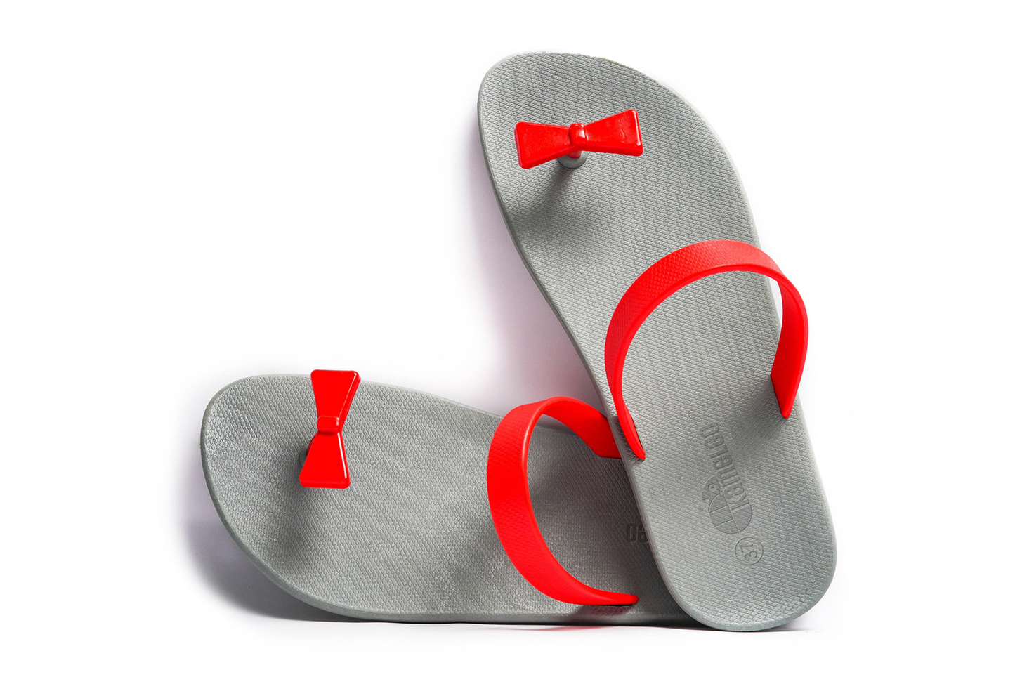 Poppi Bow Grey Sole Red Strap