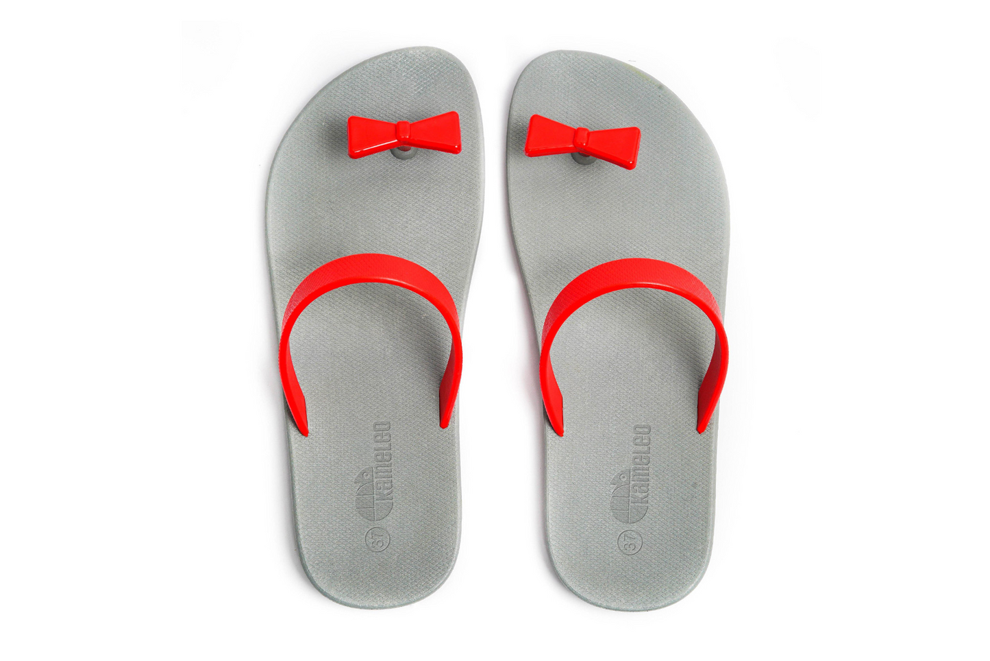 Poppi Bow Grey Sole Red Strap
