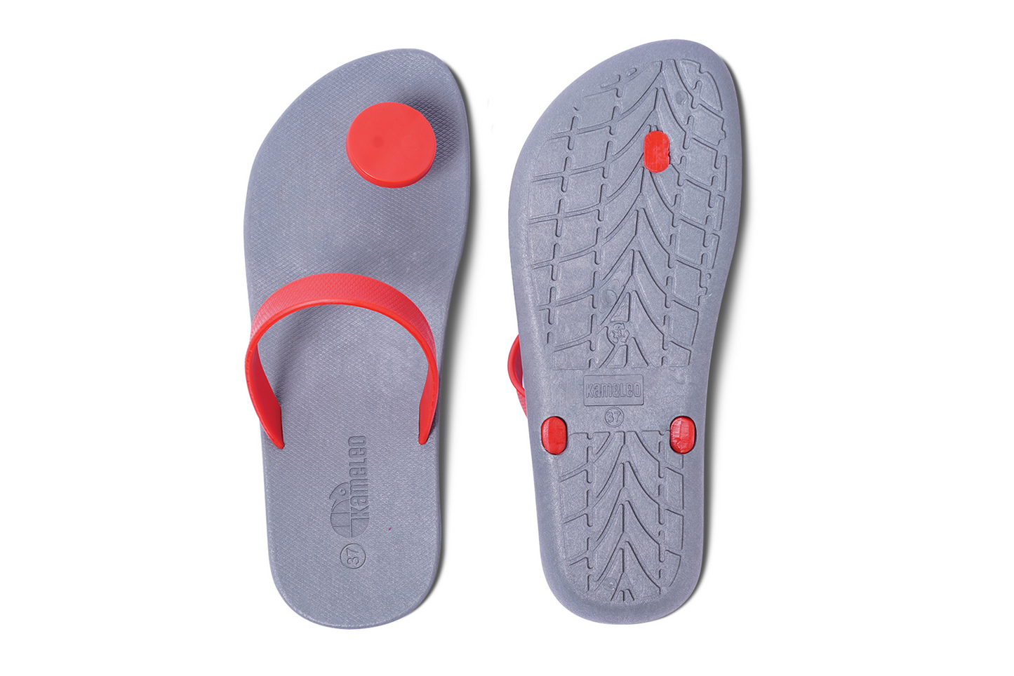 Poppi Dot Grey Sole Red Strap