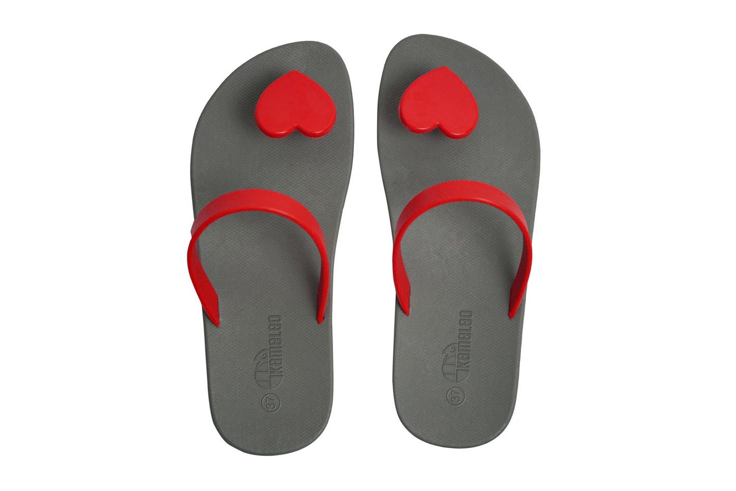 Poppi Heart Grey Sole Red Strap