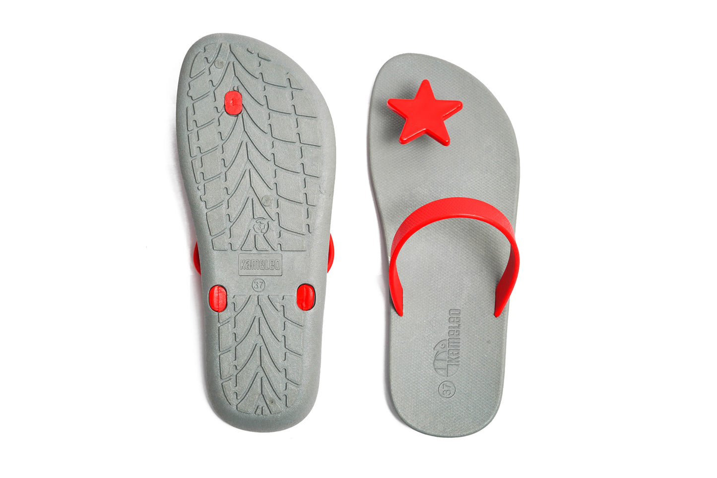 Poppi Star Grey Sole Red Strap