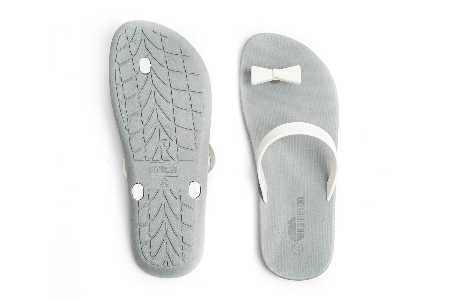 Poppi Bow Grey Sole White Strap