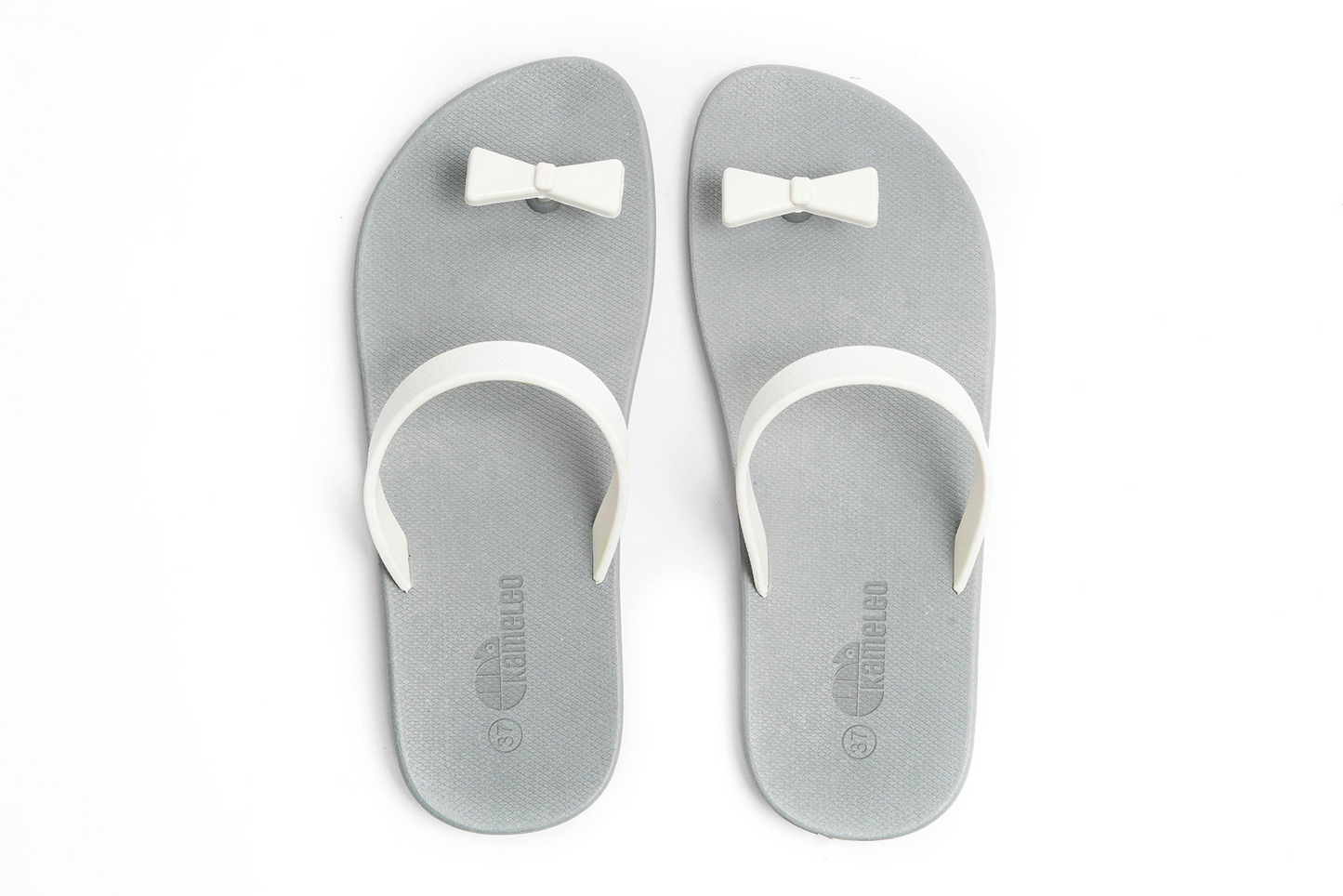 Poppi Bow Grey Sole White Strap