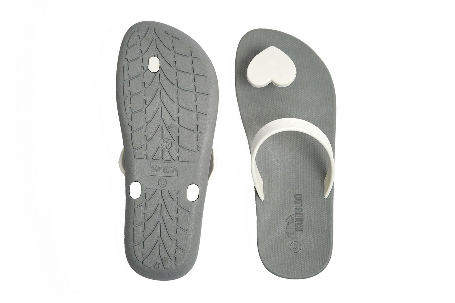 Poppi Heart Grey Sole White Strap