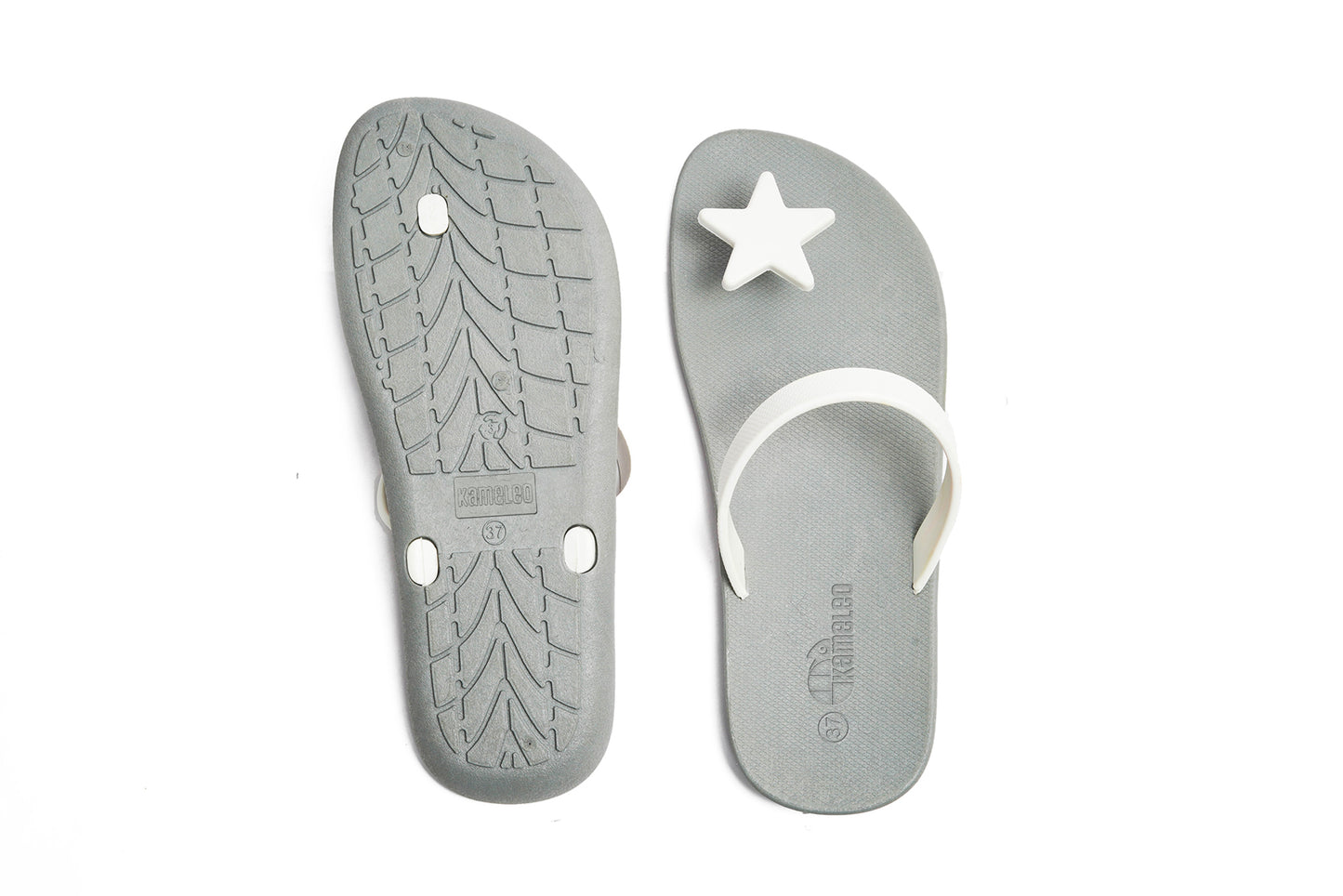 Poppi Star Grey Sole White Strap