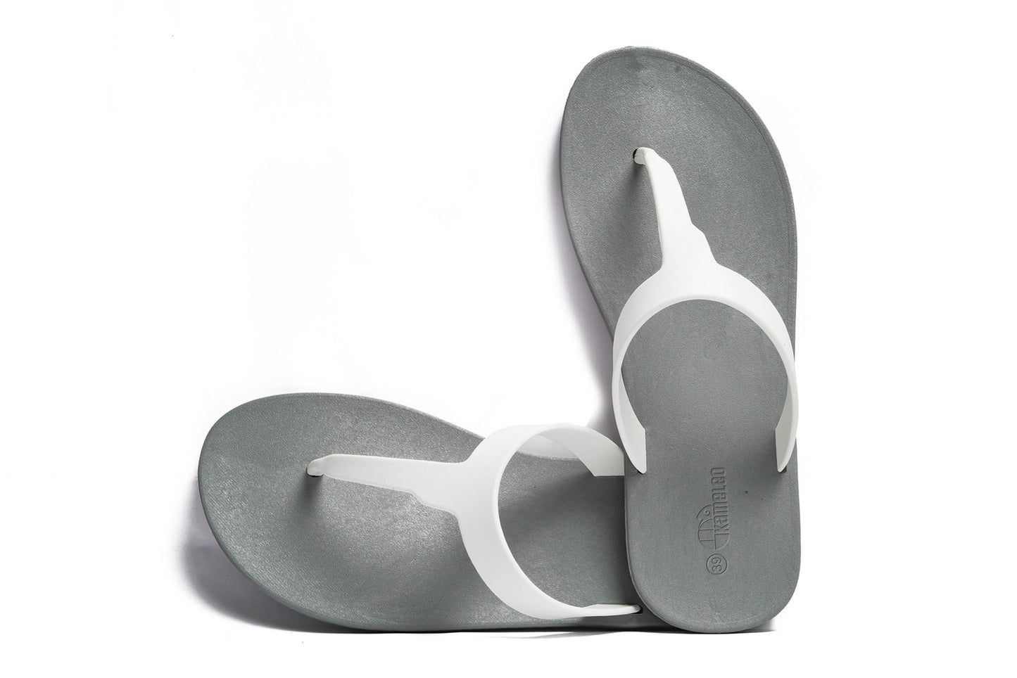 Thongs Grey Sole White Strap