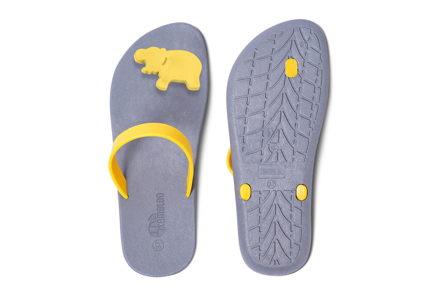 Poppi Hippo Grey Sole Yellow Strap