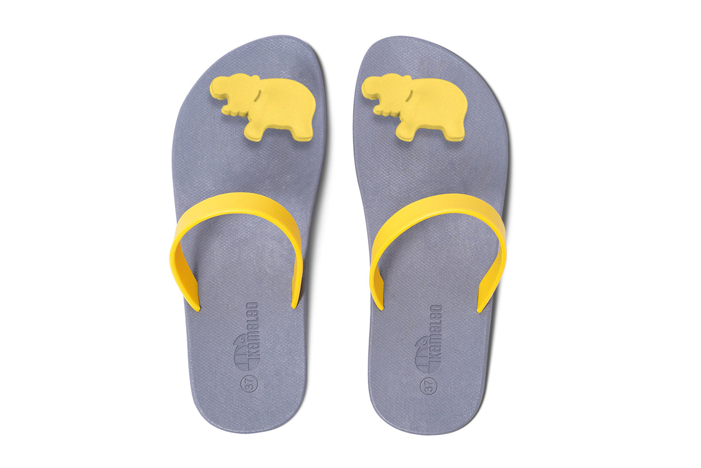 Poppi Hippo Grey Sole Yellow Strap