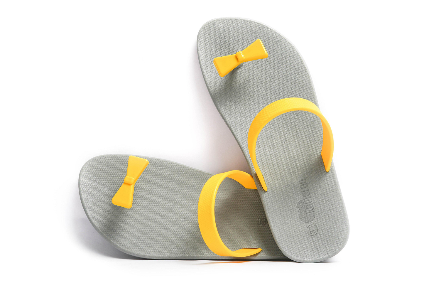 Poppi Bow Grey Sole Yellow Strap