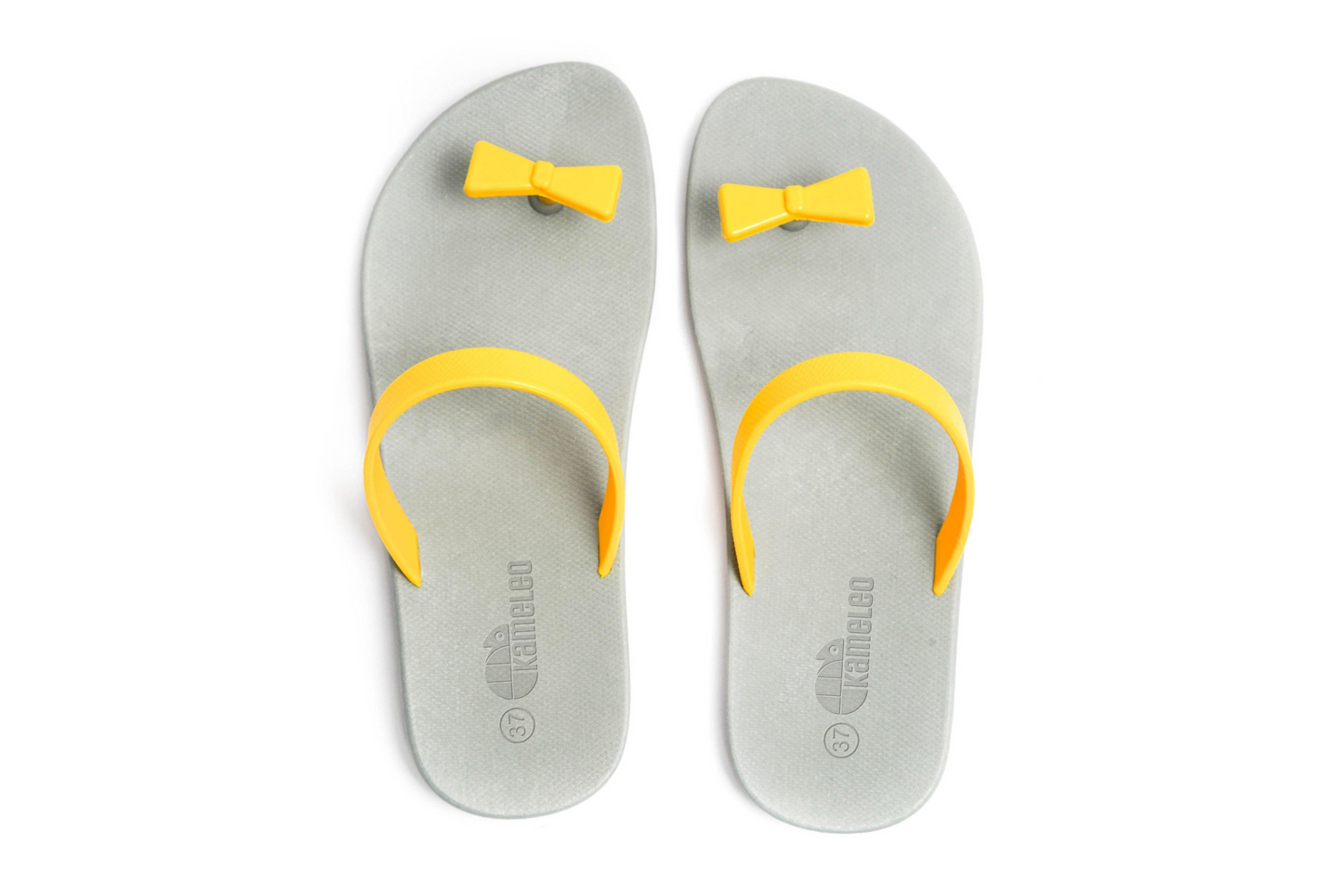 Poppi Bow Grey Sole Yellow Strap