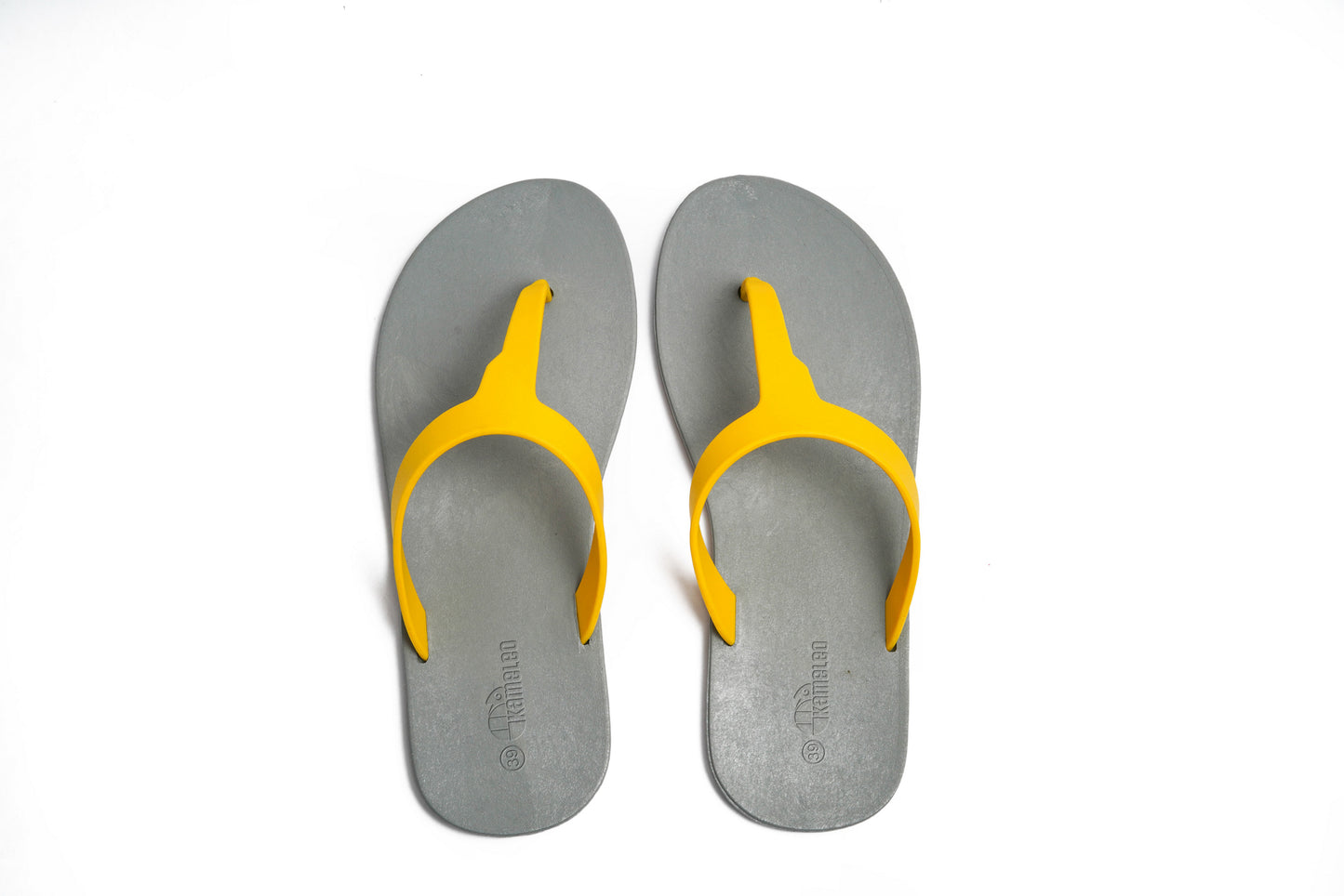 Thongs Grey Sole Yellow Strap