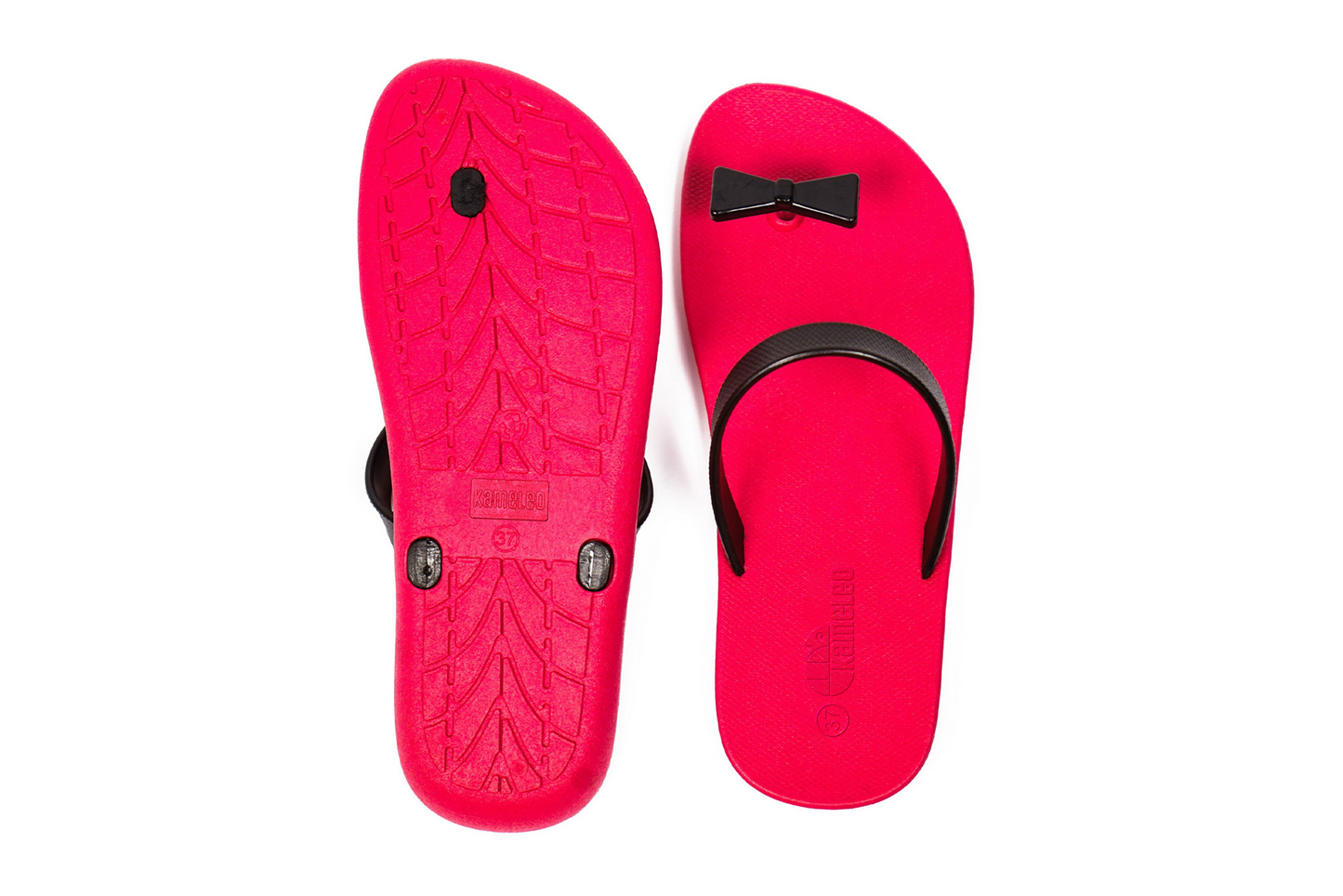 Poppi Bow Pink Sole Black Strap