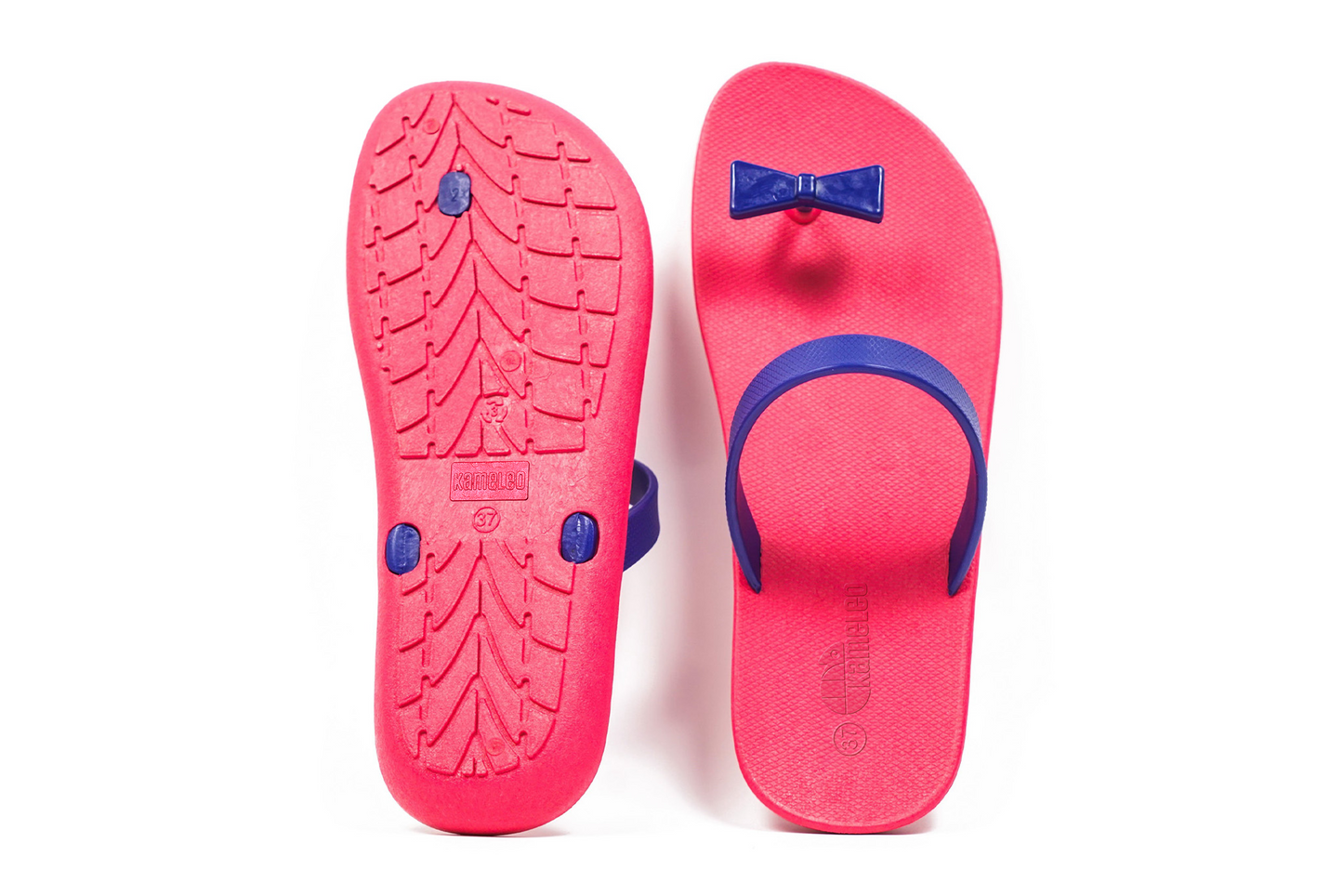 Poppi Bow Pink Sole Blue Strap