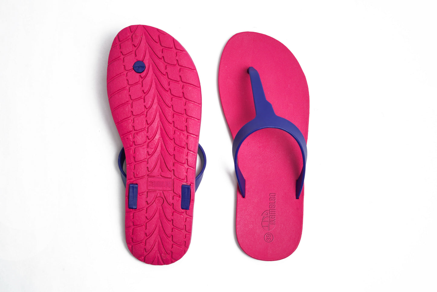 Thongs Pink Sole Blue Strap