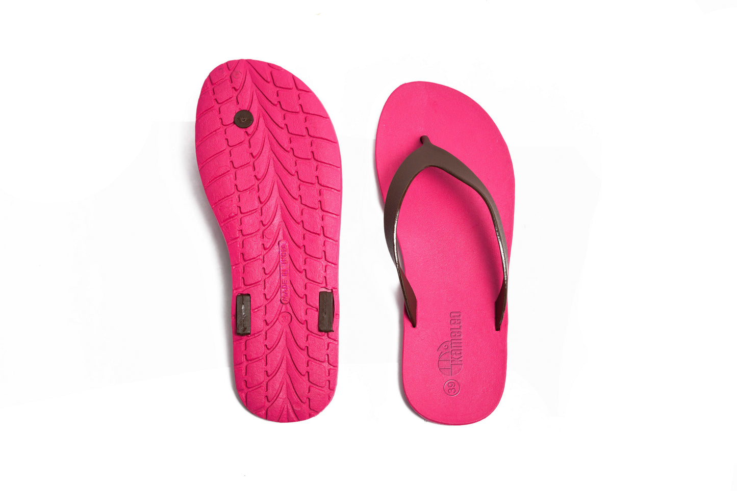 Flippy Pink Sole Brown Strap