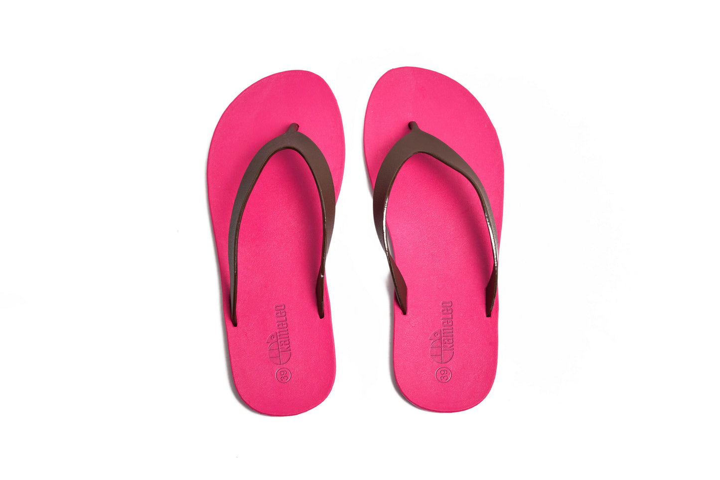 Flippy Pink Sole Brown Strap