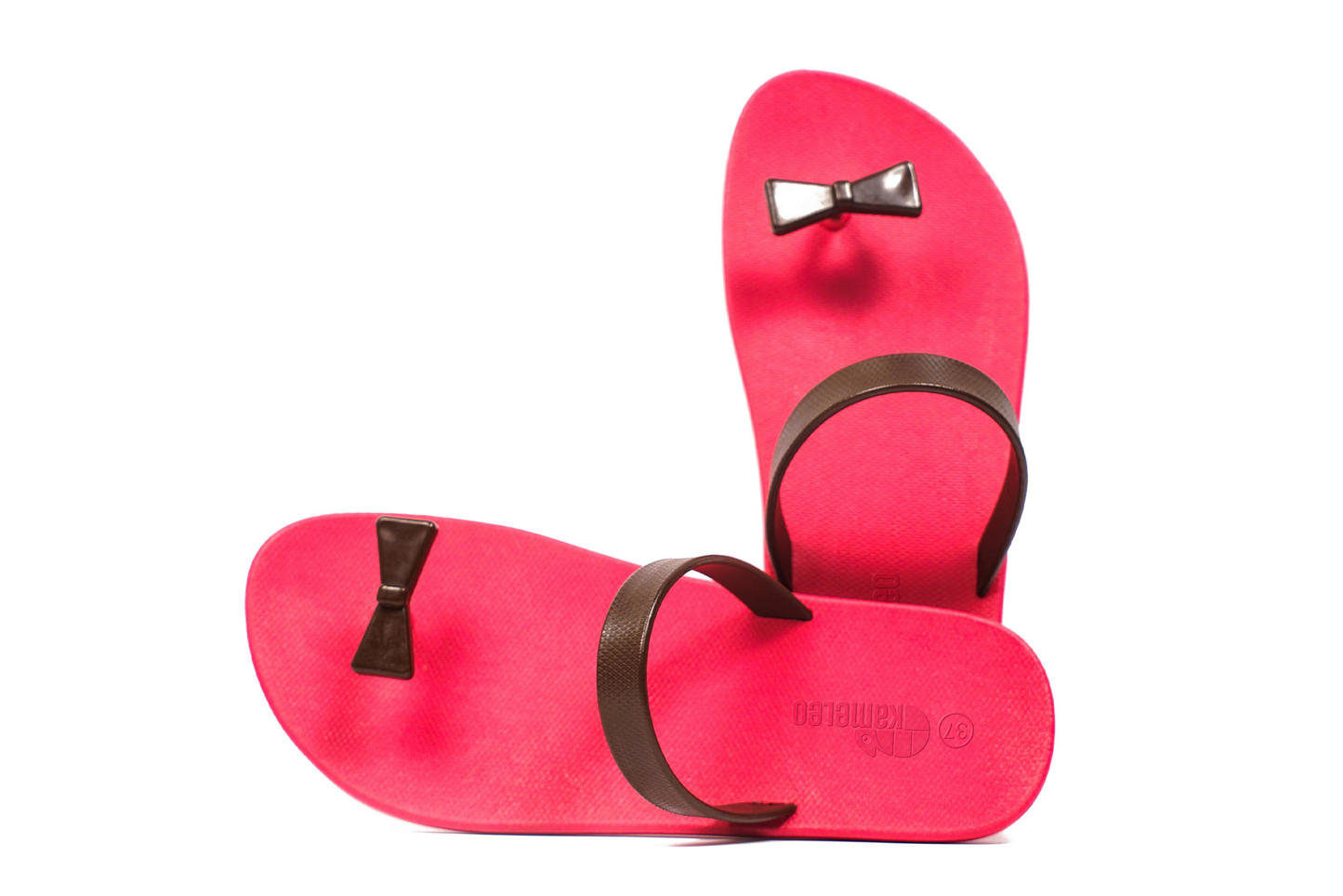 Poppi Bow Pink Sole Brown Strap