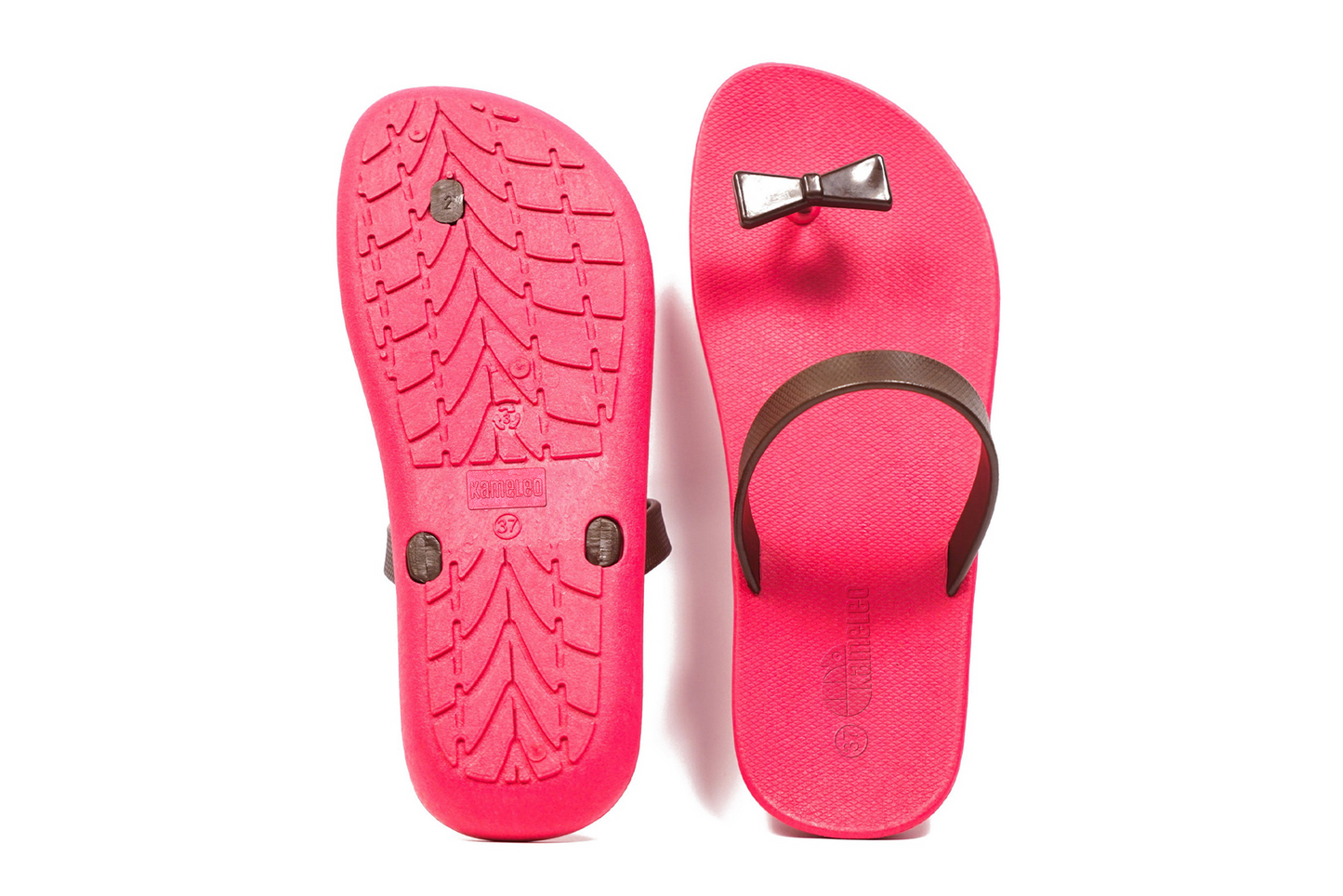 Poppi Bow Pink Sole Brown Strap