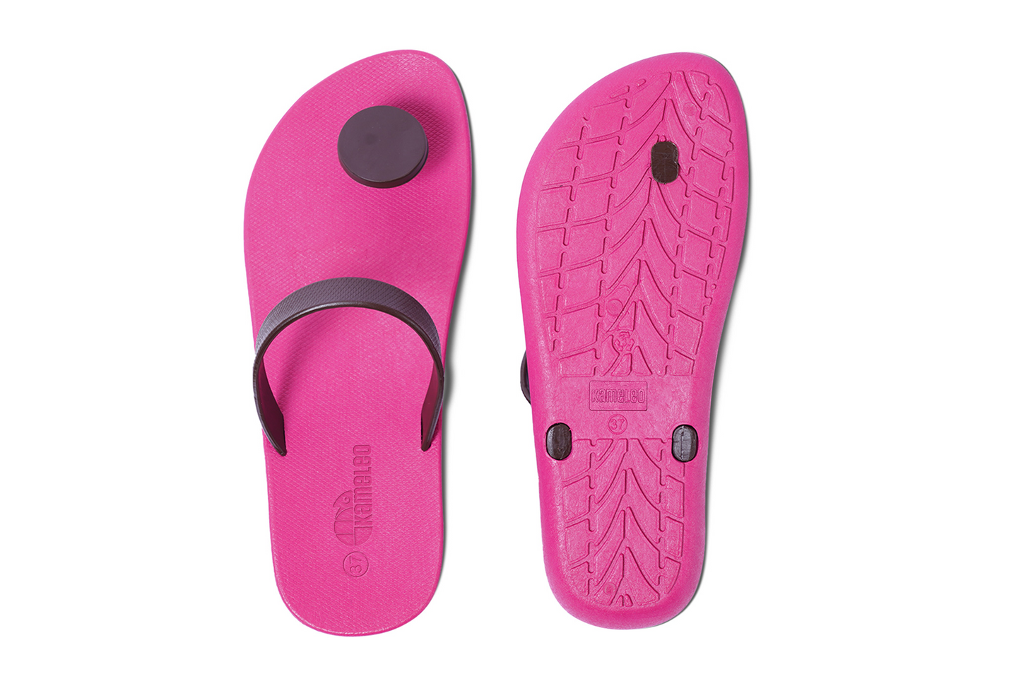 Poppi Dot Pink Sole Brown Strap