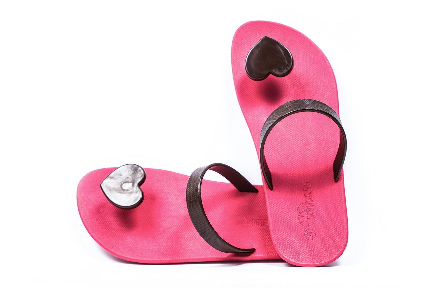 Poppi Heart Pink Sole Brown Strap