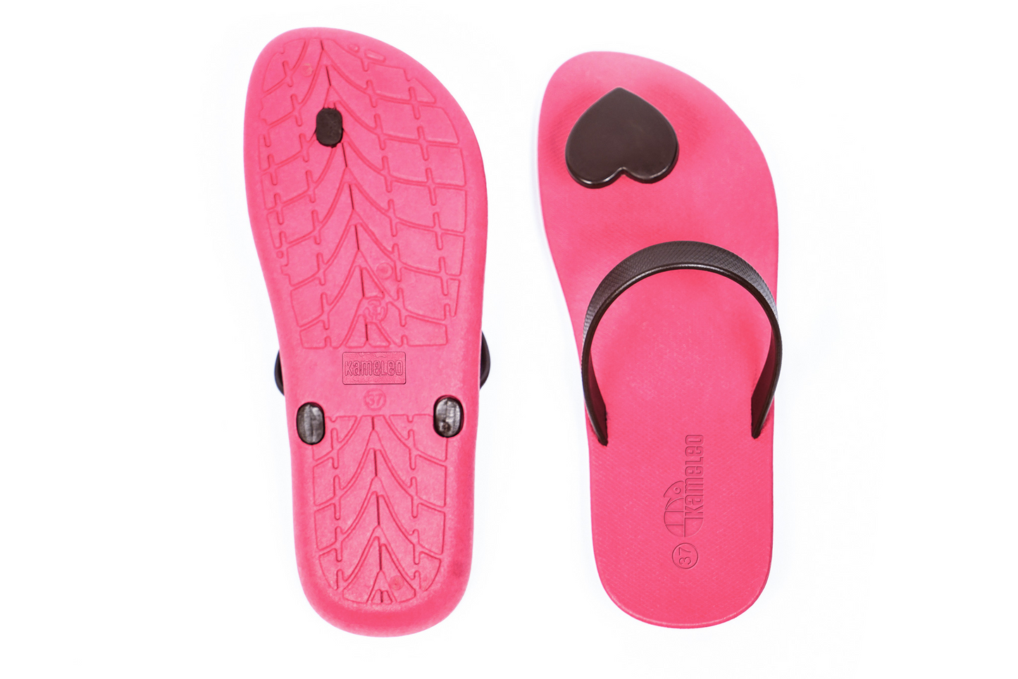 Poppi Heart Pink Sole Brown Strap
