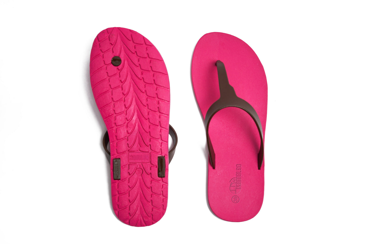 Thongs Pink Sole Brown Strap