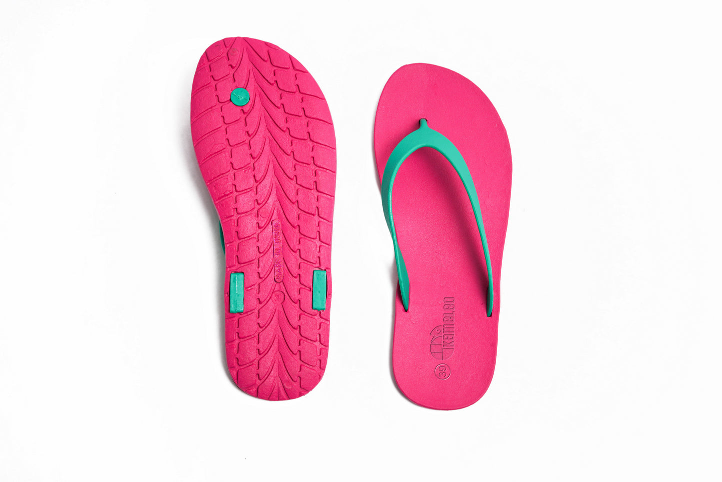 Flippy Pink Sole Green Strap