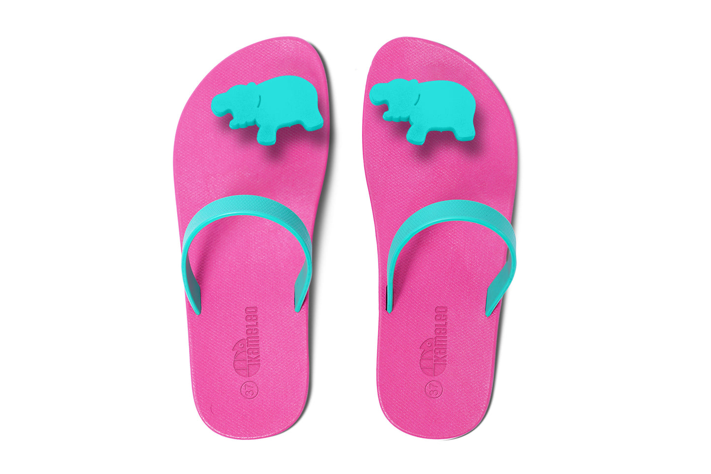 Poppi Hippo Pink Sole Green Strap