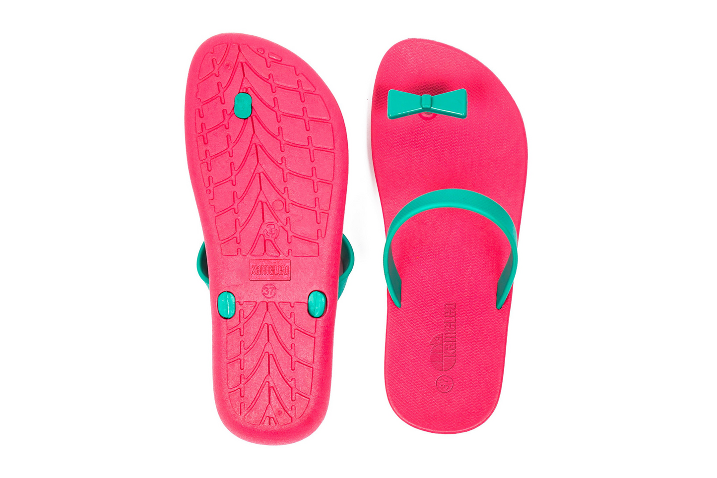 Poppi Bow Pink Sole Green Strap