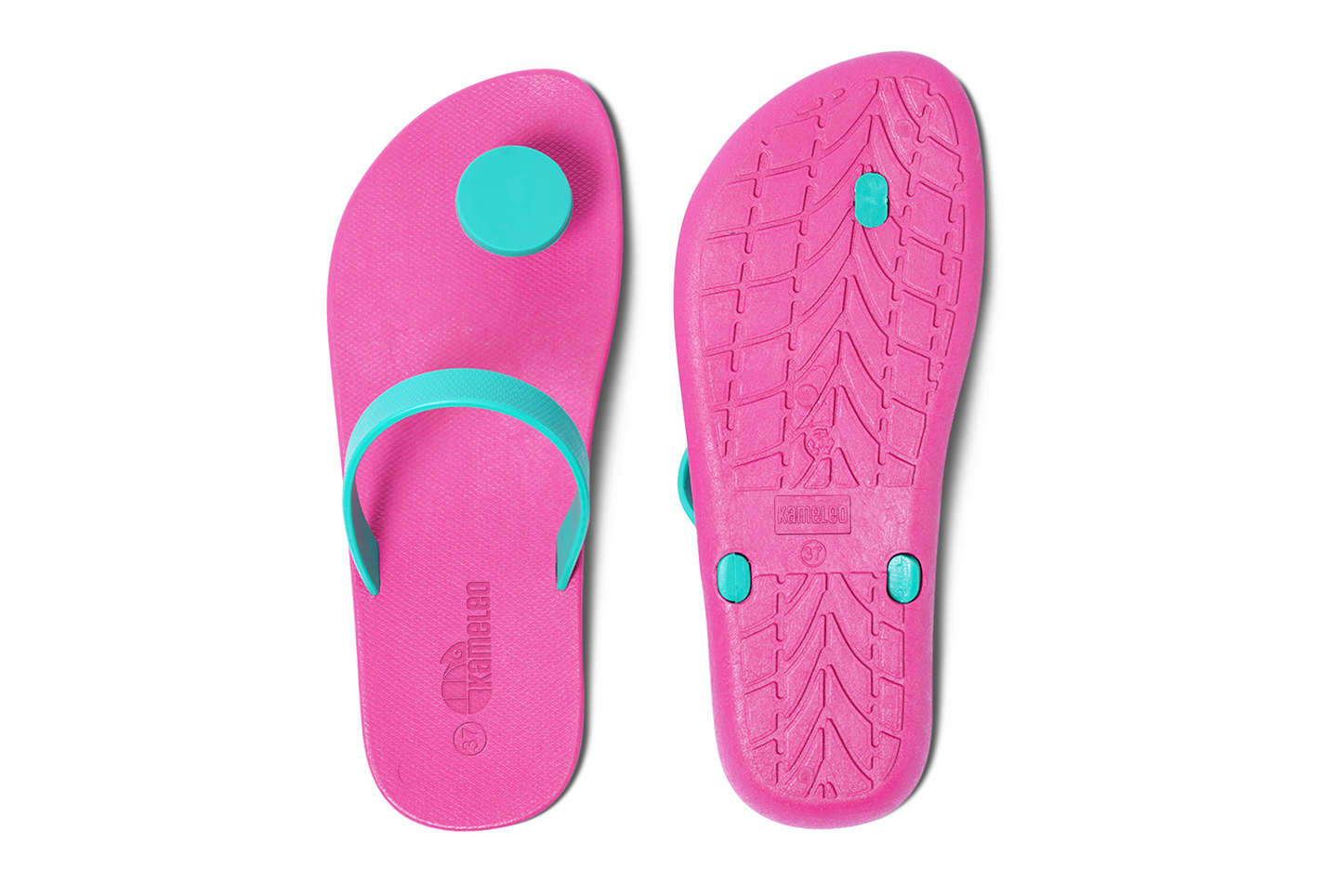 Poppi Dot Pink Sole Green Strap