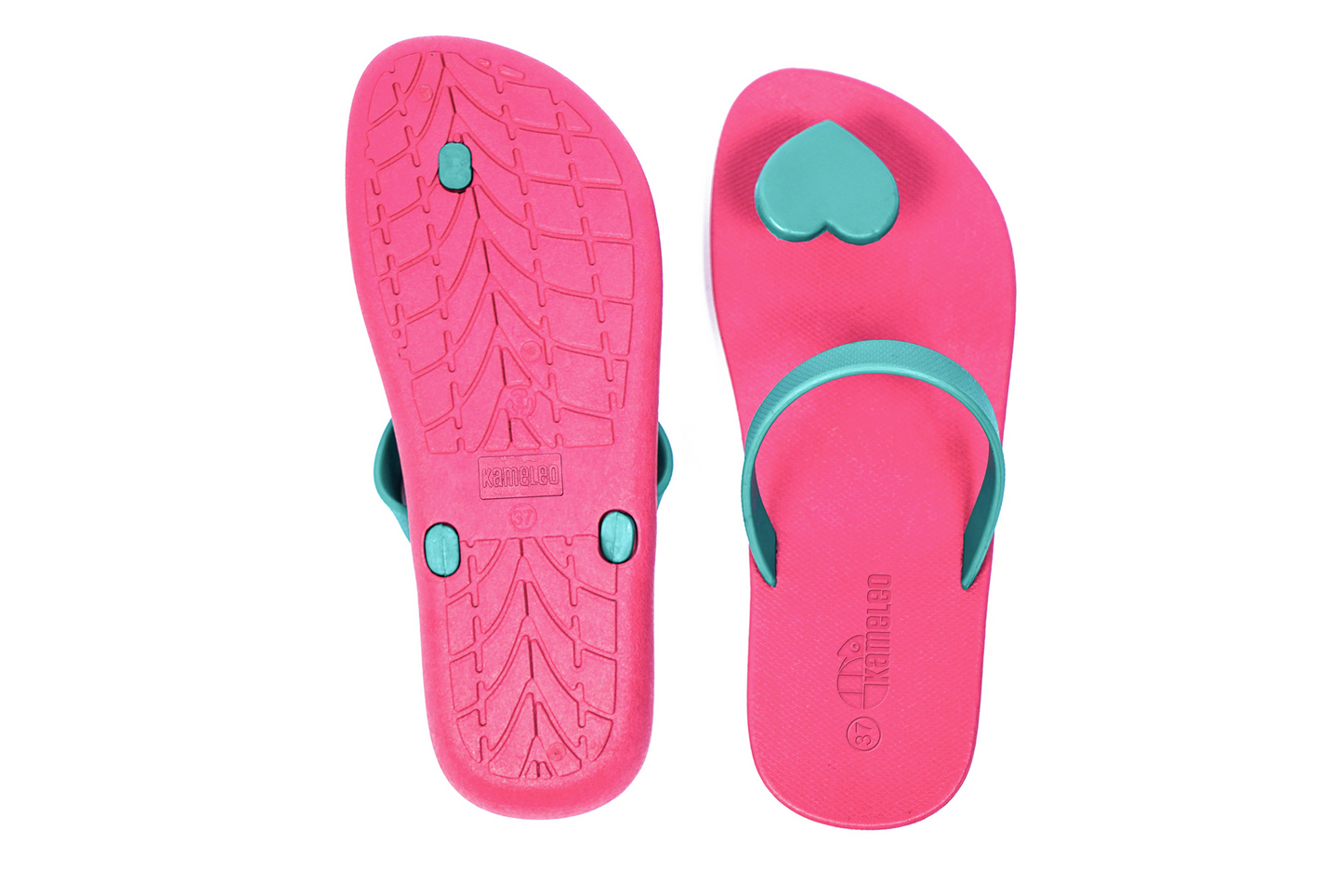 Poppi Heart Pink Sole Green Strap