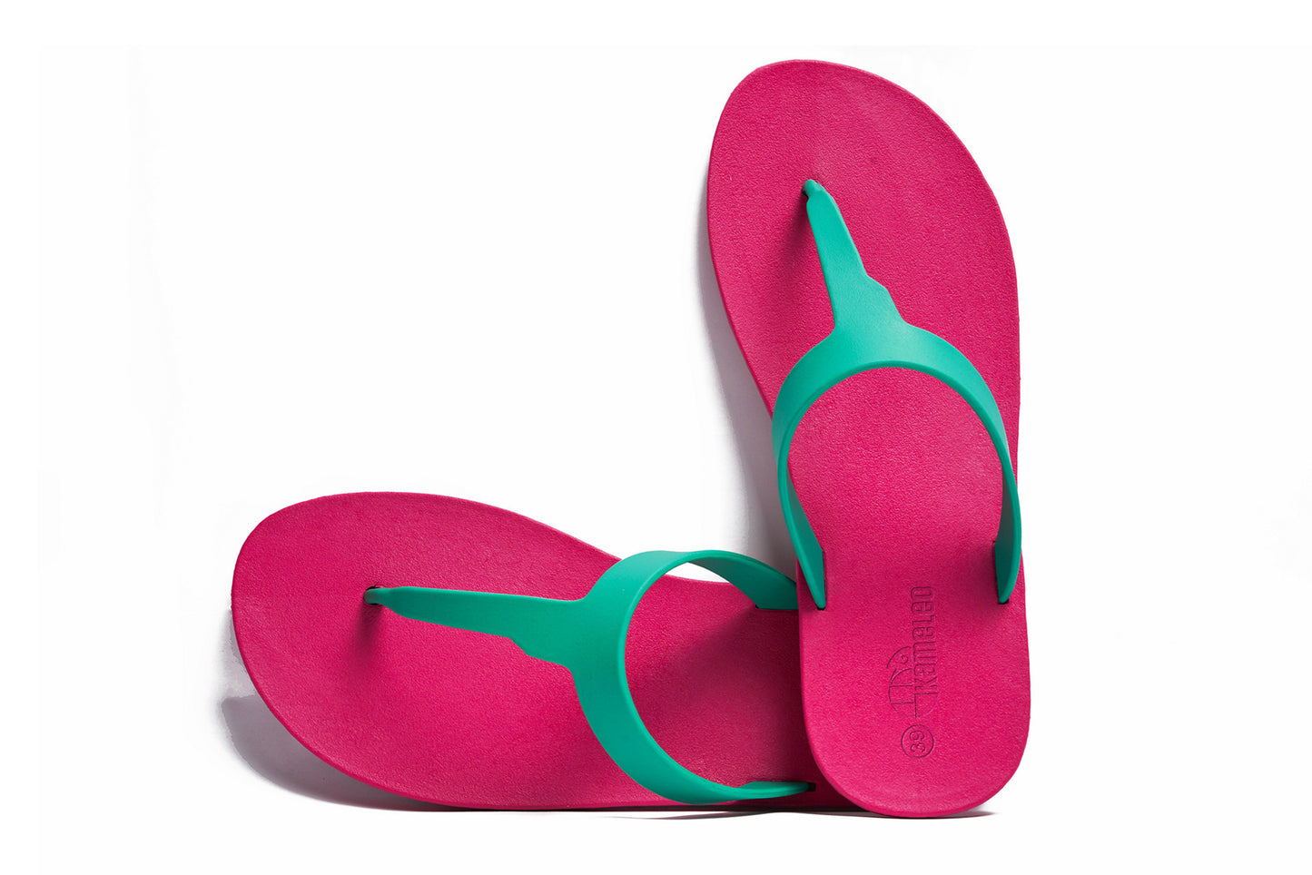 Thongs Pink Sole Green Strap
