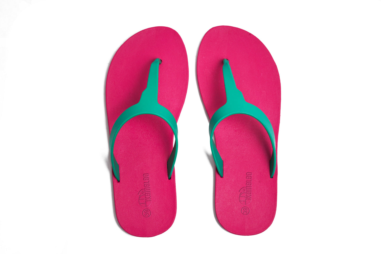 Thongs Pink Sole Green Strap