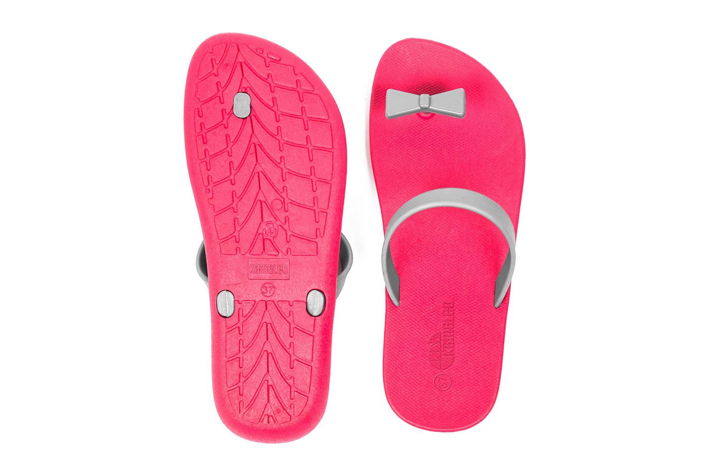 Poppi Bow Pink Sole Grey Strap