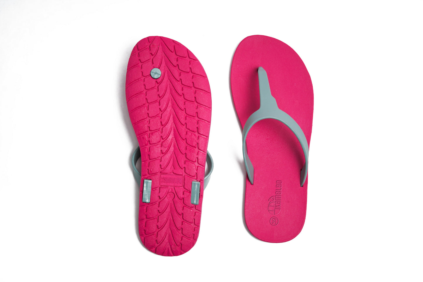 Thongs Pink Sole Grey Strap