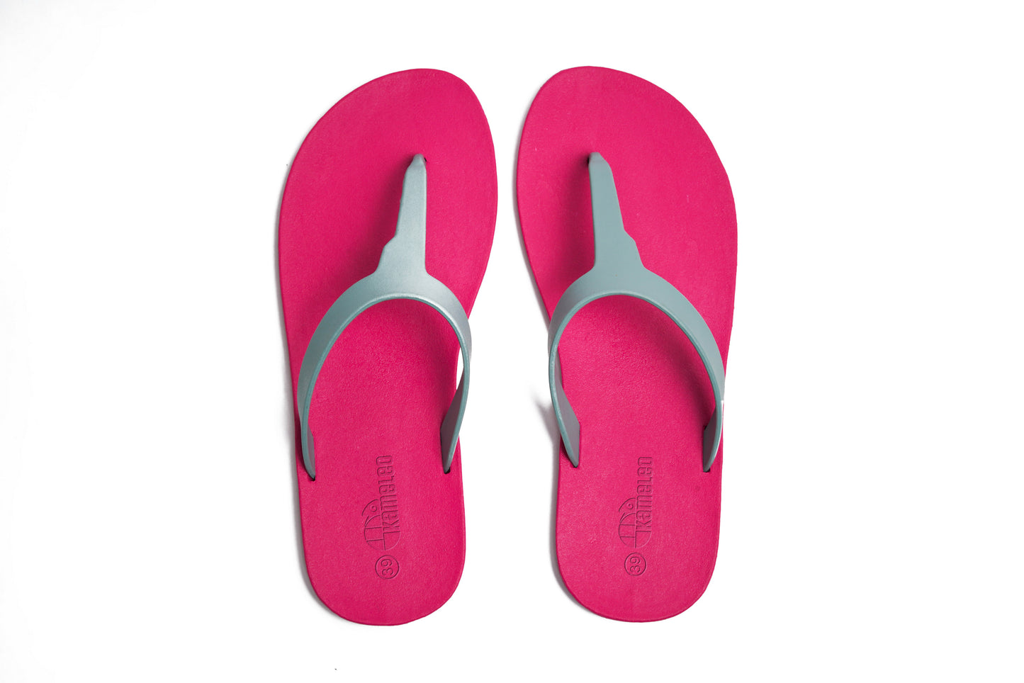 Thongs Pink Sole Grey Strap